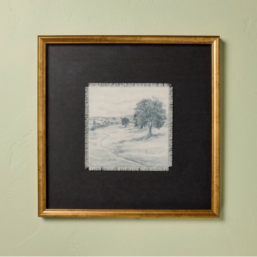 Framed Black and Gold Landscape Wall Art - Neutral Tones